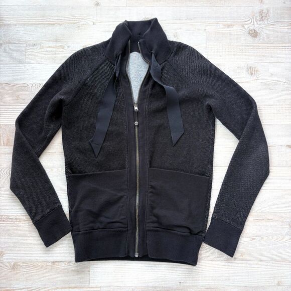 Lululemon‎ Post Savasana Reversible Knit Jacket | Black/Grey Size Small - Picture 1 of 6
